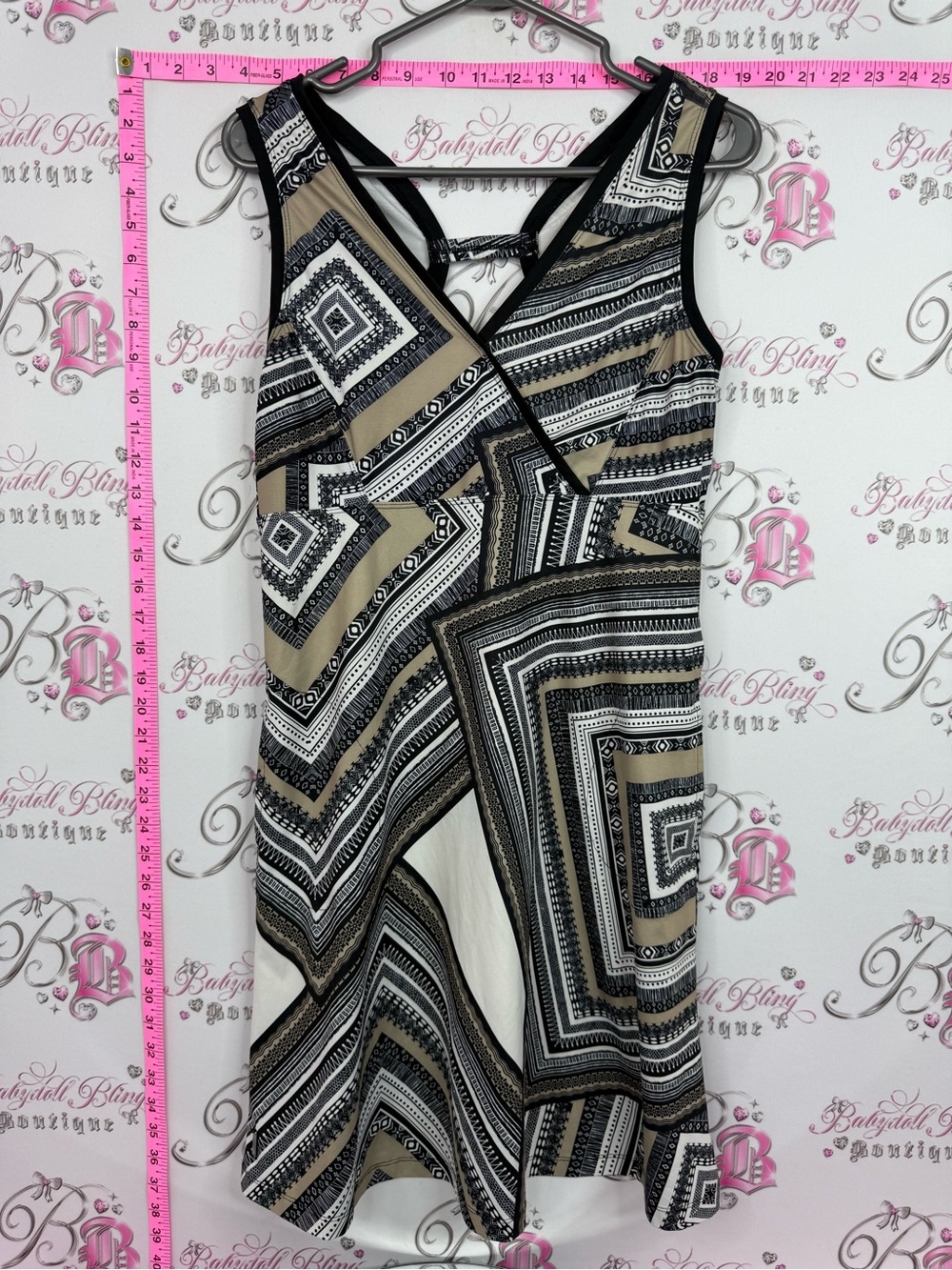 Lole dress or top Geometric Wrap-Style Mini Dress in Black & Tan